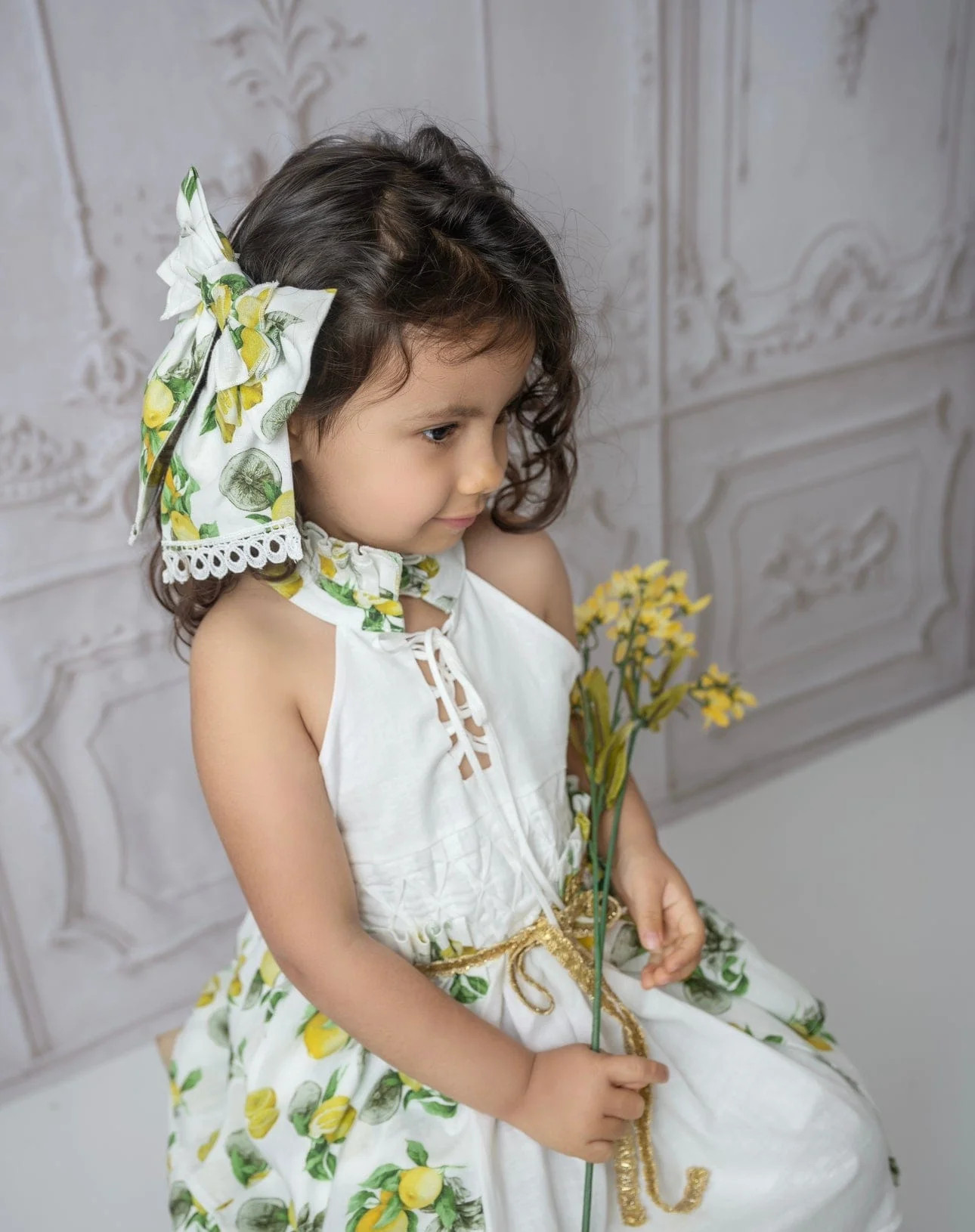 Amalfi Lemon Hair Bow | petite maison kids