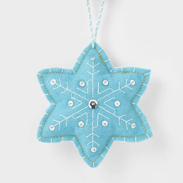 Felt Snowflake with Sequin Stitching Christmas Tree Ornament Dark Blue - Wondershop™ | Target