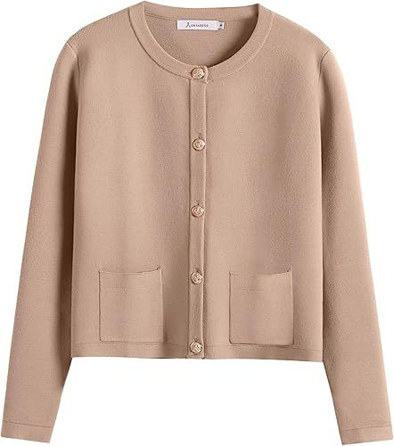 ANRABESS Women Striped Cardigan Sweaters Button Down Cropped Knit Lady Jackets Coat 2024 Fall Out... | Amazon (US)