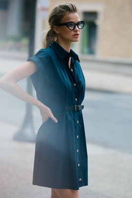 The Faye Short-Sleeve Belted Shirt Dress | Anthropologie (US)