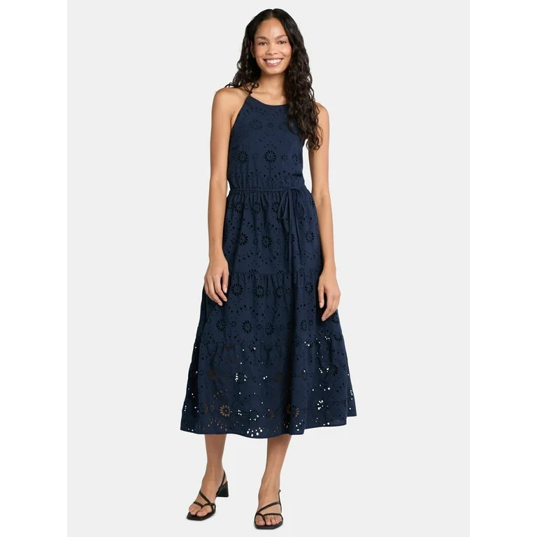 Time and Tru Women's Eyelet Halter Dress, Sizes XS-XXXL. | Walmart (US)