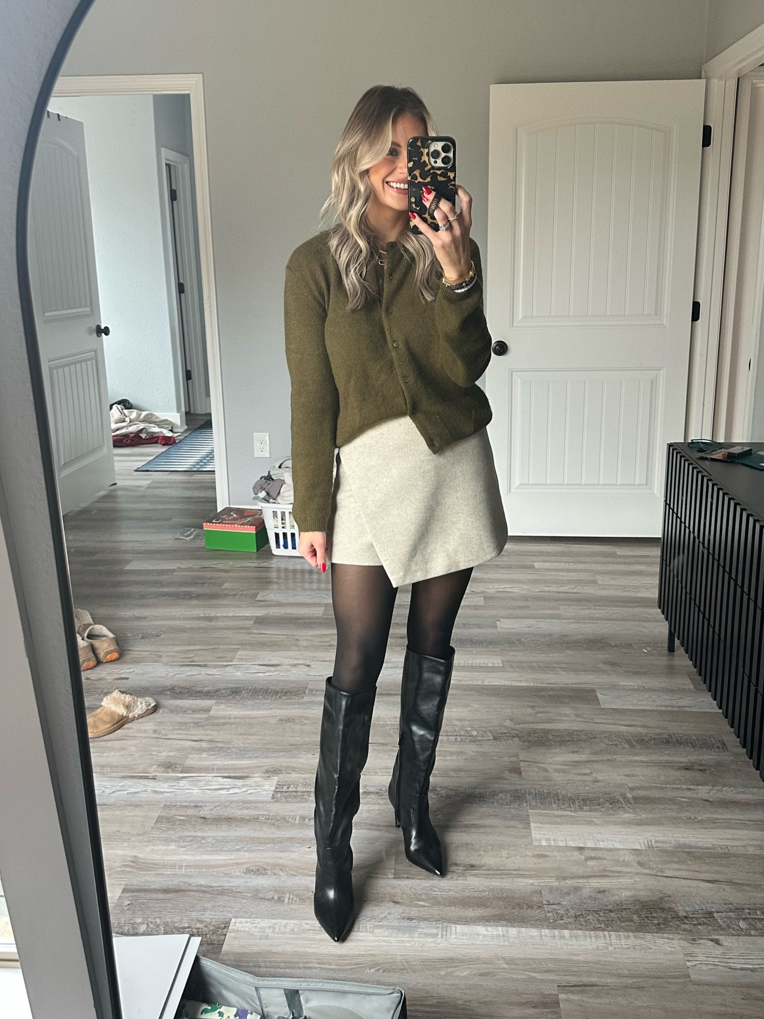 XS top, small skirt, small tights, boots are tts but I always size up 1/2 size 

#LTKSaleAlert #LTKFindsUnder50 #LTKStyleTip