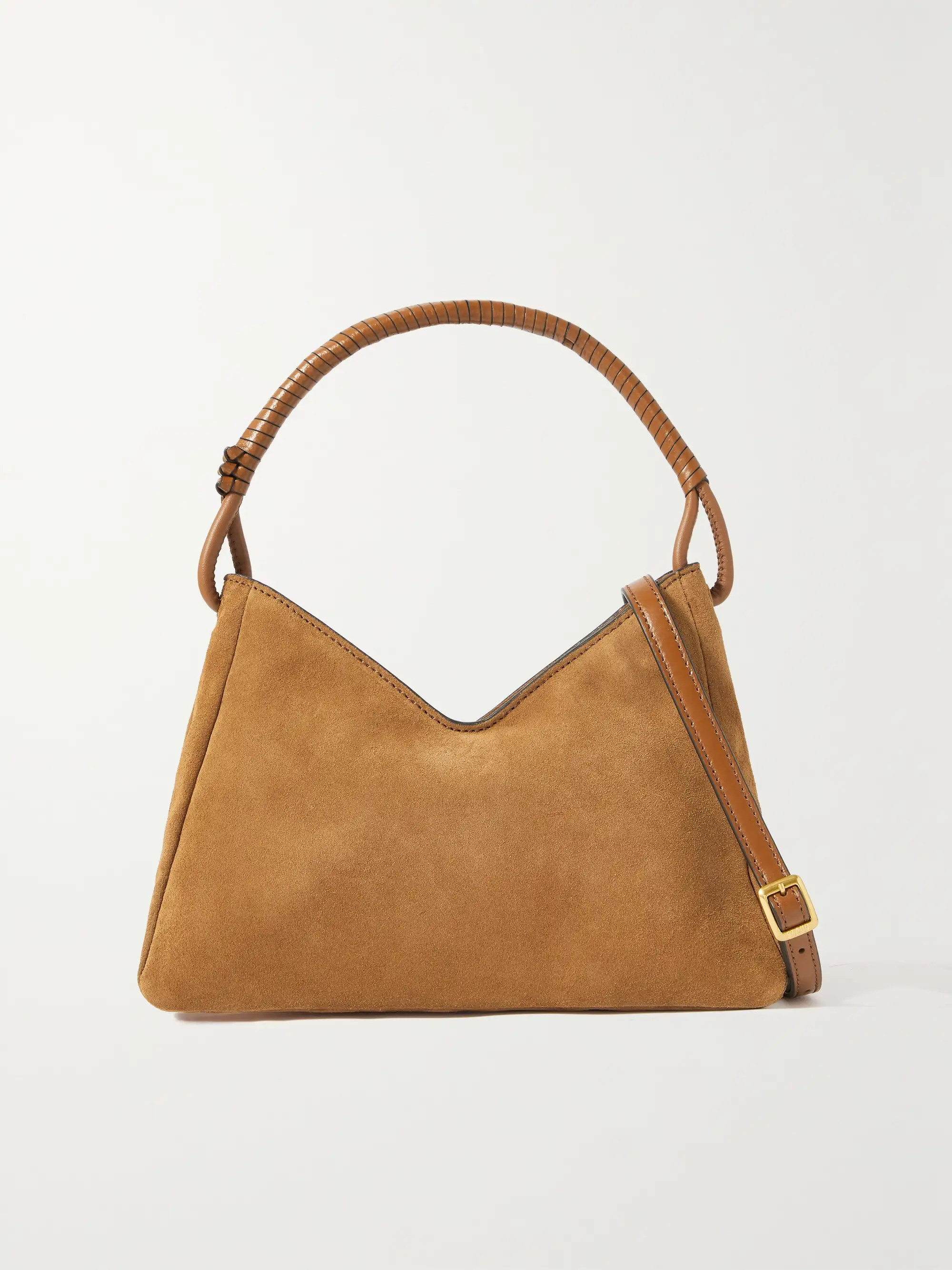 Valerie leather-trimmed suede shoulder bag | NET-A-PORTER (US)