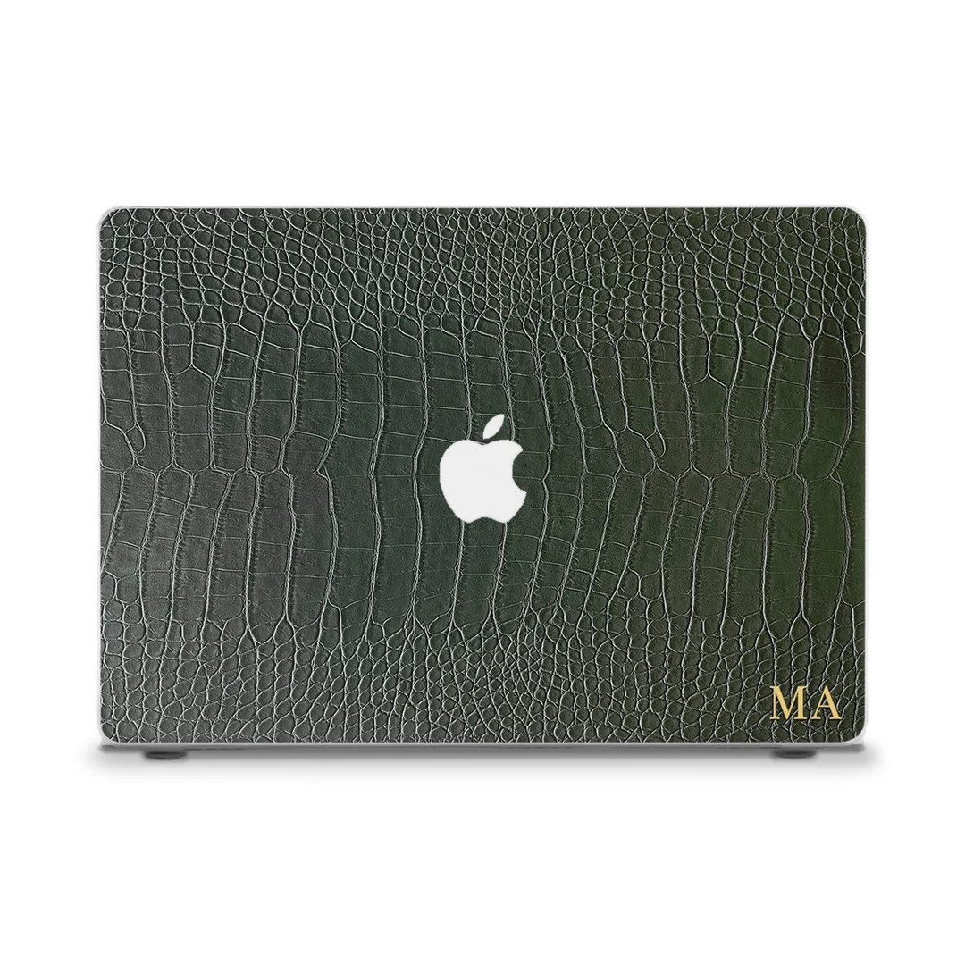Crocodile MacBook case Initials MacBook Air 13 15 M2 M3 MacBook Pro 13 14 16 Aesthetic dark green... | Etsy (US)