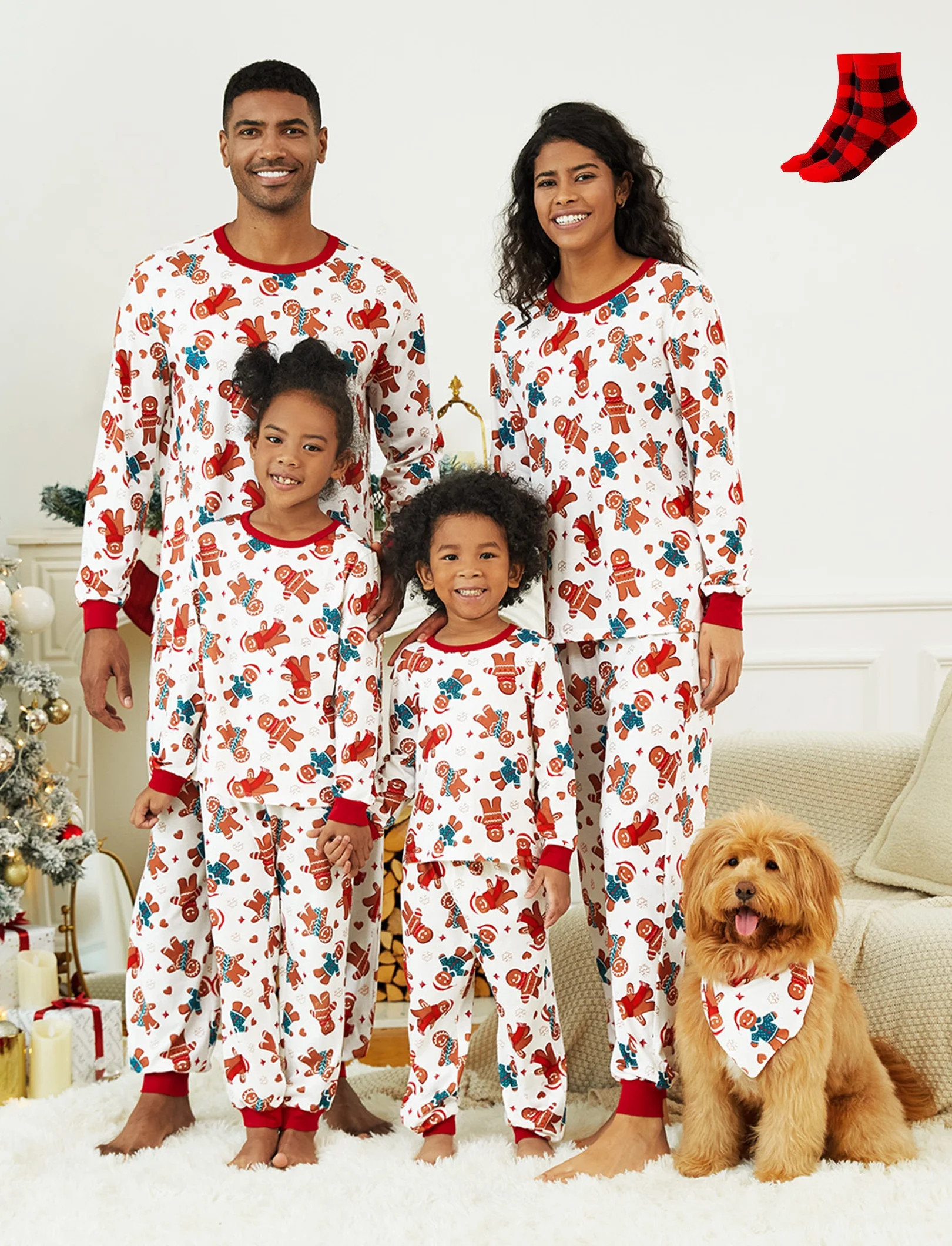 PatPat Christmas Pajamas Family Matching Cartoon Gingerbread Man Allover Print Holiday Pj Pajamas... | Walmart (US)