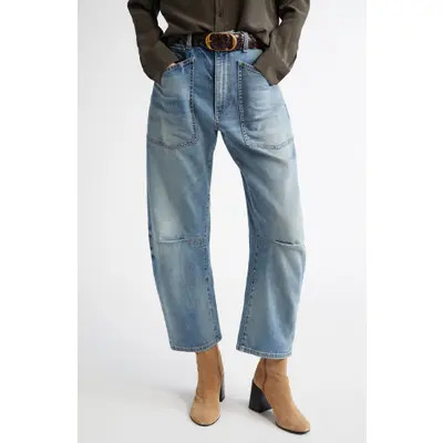 Nili Lotan Shon High Waist Barrel Leg Jeans in Summer Wash at Nordstrom, Size 31 | Nordstrom