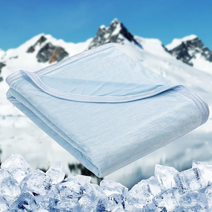HOMFINE Cooling Blankets for Hot Sleepers - Summer Blanket Thin Lightweight Breathable Soft Double Side Enhanced Cooling for Bed Couch Sofa, Keep Cool for Night Sweats (Light Blue, 108 x 90 inches) | Amazon (US)