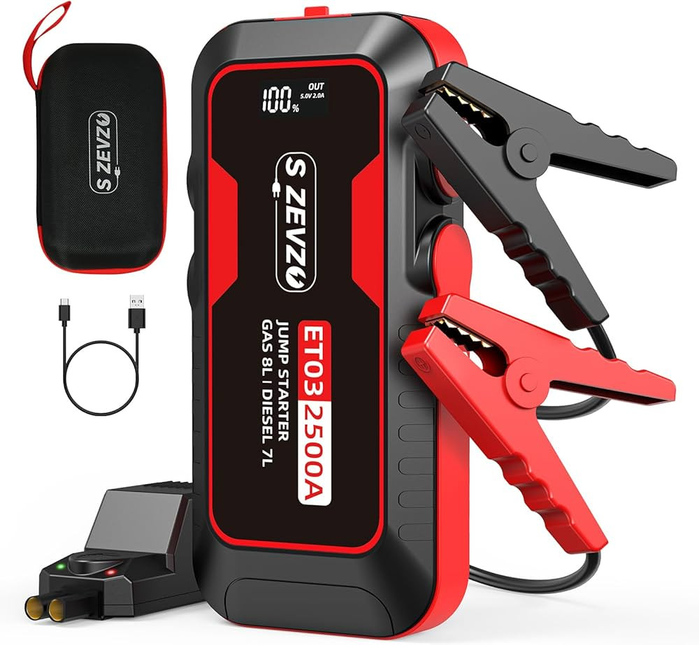 ET03 Car Jump Starter 2500A Jump Starter Battery Pack for Up to 8.0L Gas and 7.0L Diesel Engines,... | Amazon (US)