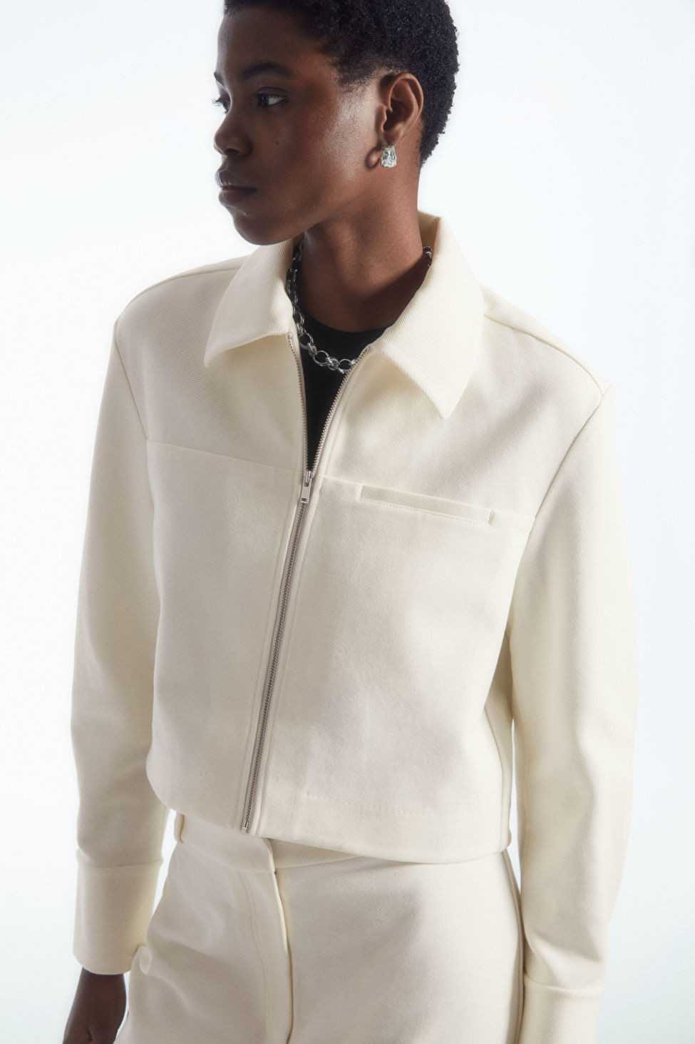 CROPPED TWILL ZIP-UP JACKET - OFF-WHITE - COS | COS (EU)
