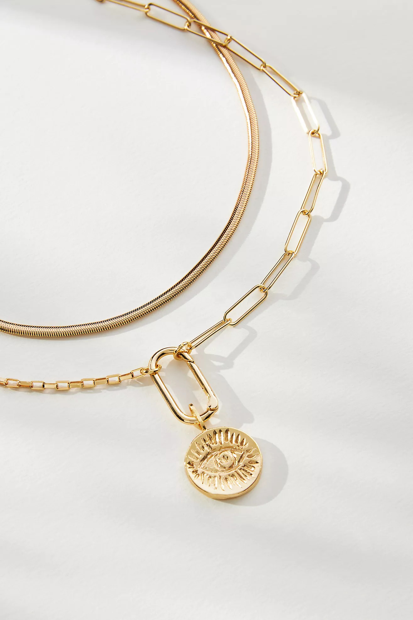 Layered Coin Paperclip & Herringbone Necklaces, Set of 2 | Anthropologie (US)