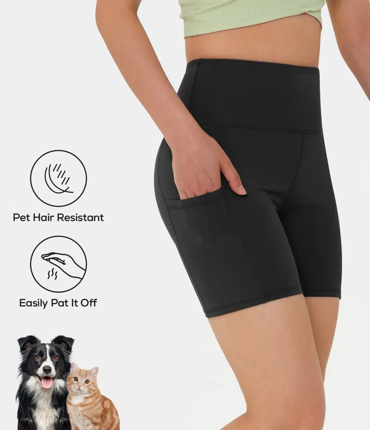 Women’s Patitoff™ Pet Hair Resistant High Waisted Side Pocket Biker Shorts 5'' - HALARA | HALARA