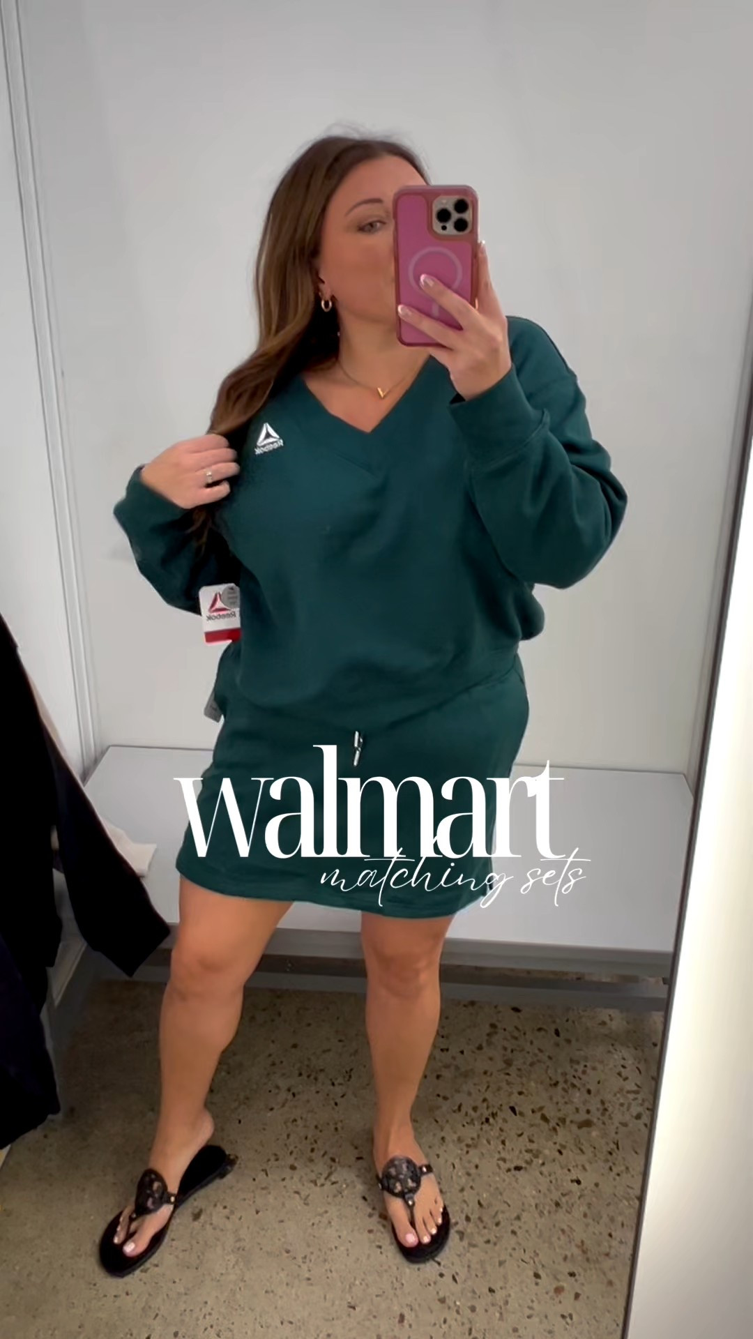 Matching fleece sets by Reebok at Walmart 

The colors are chef’s kiss! It also comes in a red color but my store didn’t have the set in my size. I sized up in the black and cream sweater for an oversized look or else they’re pretty true to size. The skirt is a true skirt, no shorts underneath. 

Super cute if you want the full matching set but didn’t love how the skirt looked on me. The sweaters would be perfect for a cozy, oversized look with biker shorts or leggings. 

#walmartfinds #matchingset #cozy #fleece 

#LTKActive #LTKFindsUnder50 #LTKSeasonal