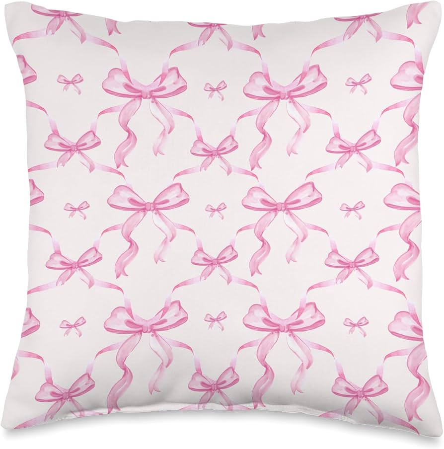 Aesthetic Pattern Co Aesthetic Pink Ribbons and Bows in Watercolor Throw Pillow, 16x16, Multicolo... | Amazon (US)