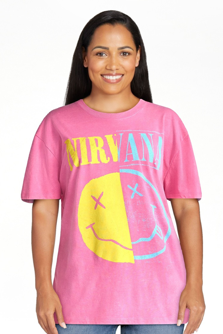 Nirvana Women's Front Back Graphic Band Tee with Short Sleeves, Sizes XXS-XXL | Walmart (US)