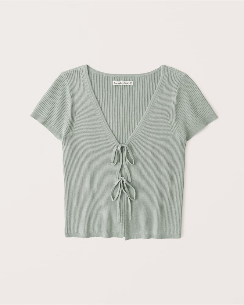 Double-Tie Short-Sleeve Cardigan | Abercrombie & Fitch (US)