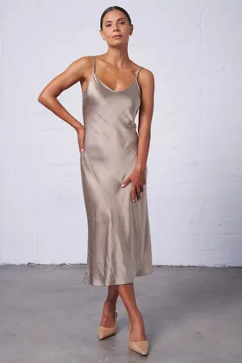 Bias Cut Satin Midi Slip Dress | Nordstrom