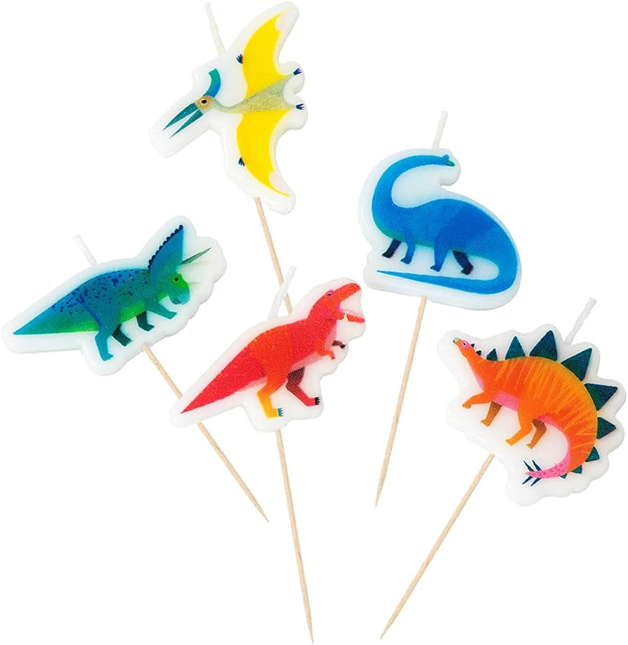 Talking Tables Dino Dinosaur Birthday Candle Cake Toppers, Pack of 5, Wax Height 3cm, 1", Mixed C... | Amazon (US)