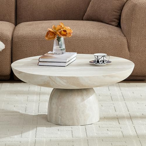 HAMORESPACE Mushroom Faux Marble Coffee Table, Fiberglass Modern Center Table for Living Room/Hom... | Amazon (US)