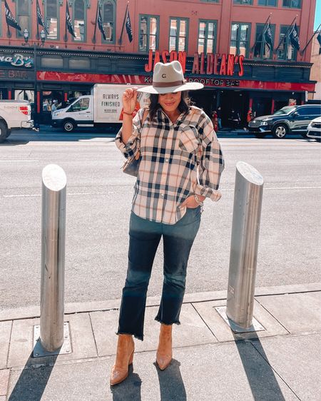 The cutest look and most comfortable for a day on Broadway in Nashville! These boots run true to size and are so comfy. The jeans are super stretchy so size dow unless you want them for a bump. I sized you two and can wear them over mt bump perfectly  

#LTKSeasonal #LTKshoecrush #LTKbump