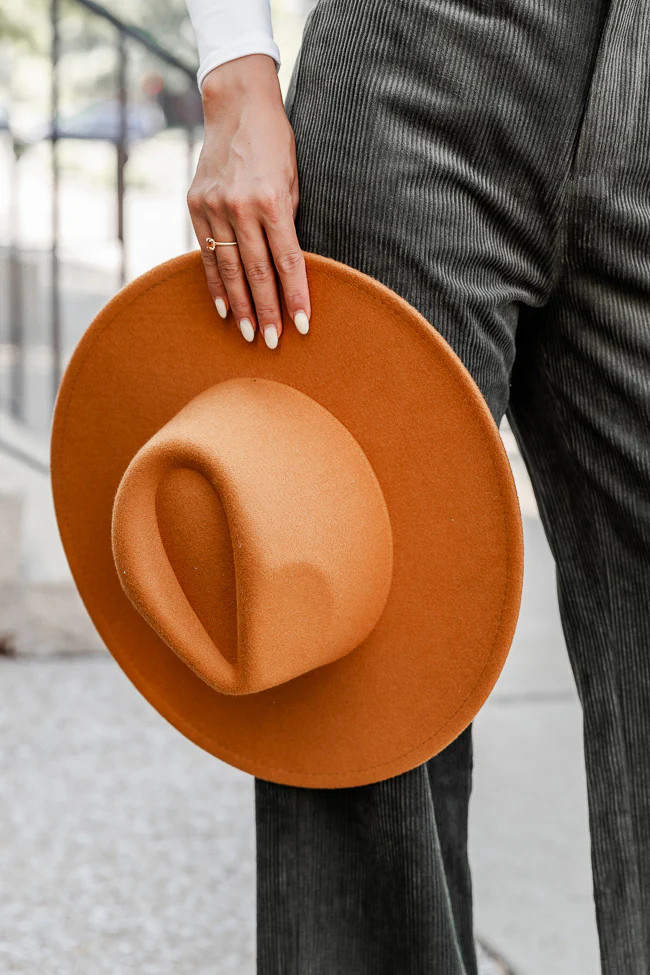 For Next Time Camel Wide Brim Fedora Hat | Pink Lily