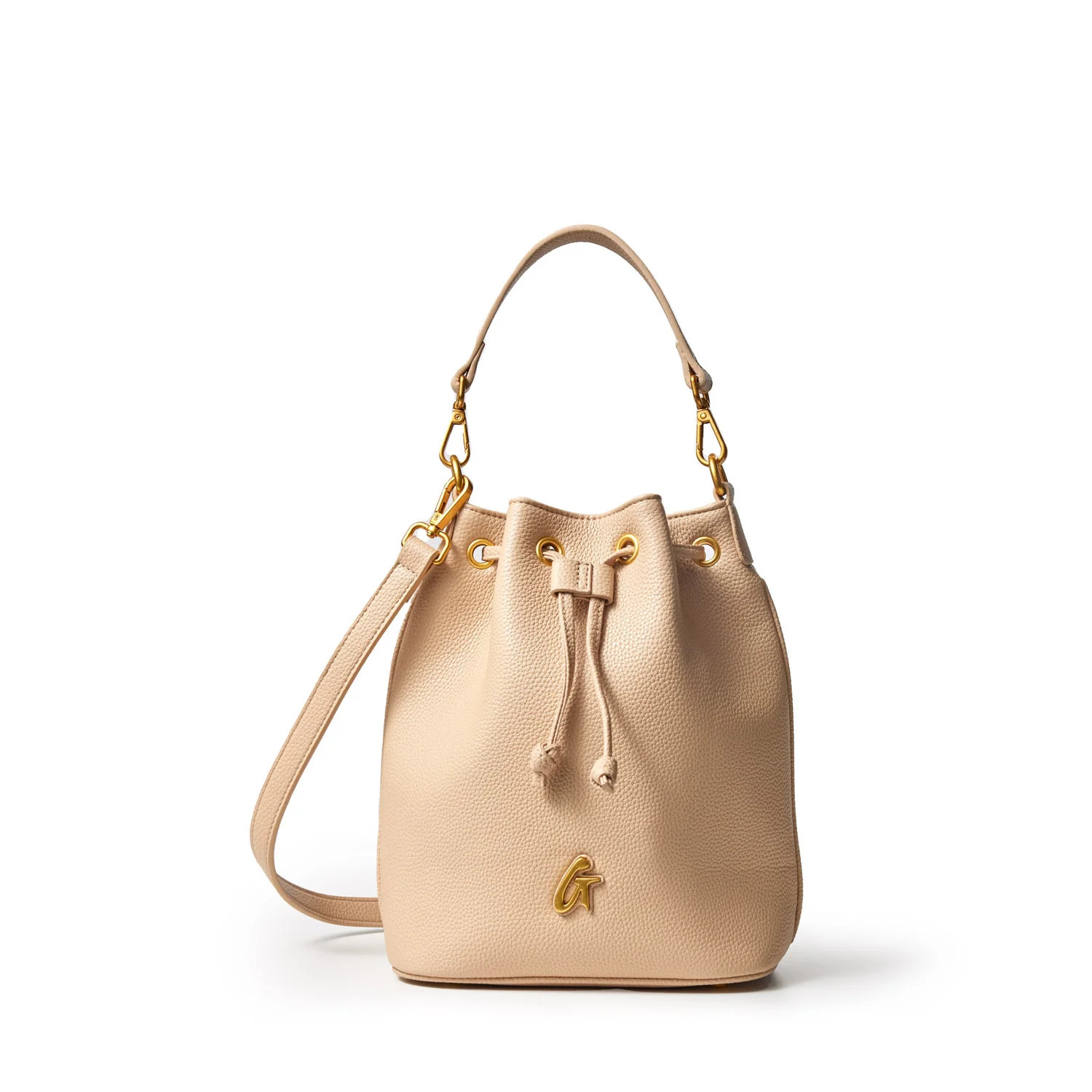 MEDIUM PEBBLE BUCKET BAG - NUDE | Glam-Aholic Lifestyle