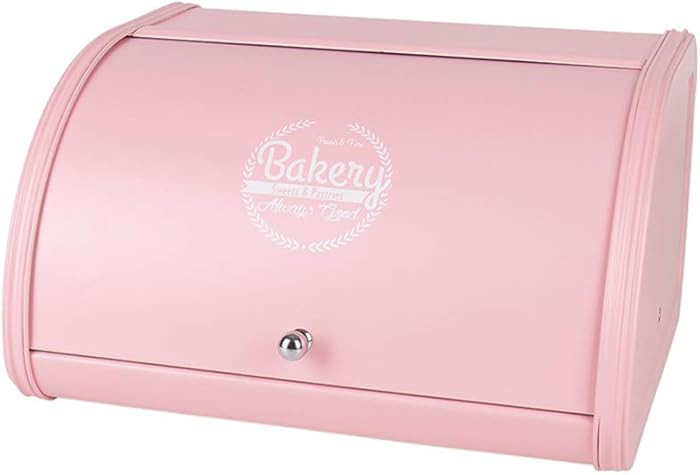 KL X458 Pink Bread Box Roll Top, Metal Bread Box for Kitchen Countertop, Large Capacity, Keeps Ba... | Amazon (US)