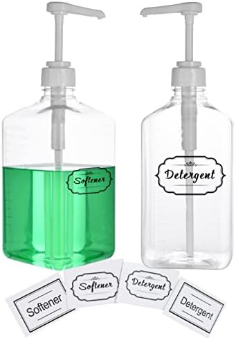 Plastic Laundry Detergent Dispenser Bottle with Pump - 2 Pack 57oz /1700ml Large Jug Liquid Detergen | Amazon (US)