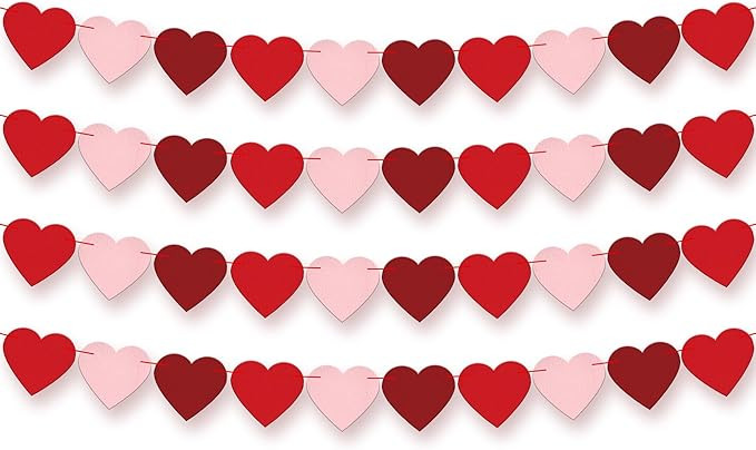 KatchOn, Felt Heart Valentines Garland - Pack of 40, No DIY | Red, Pink Valentines Day Garland fo... | Amazon (US)