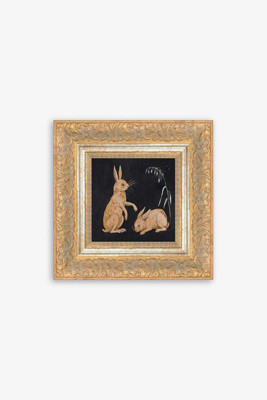 Two Hares on Black Wall Art | Anthropologie (US)