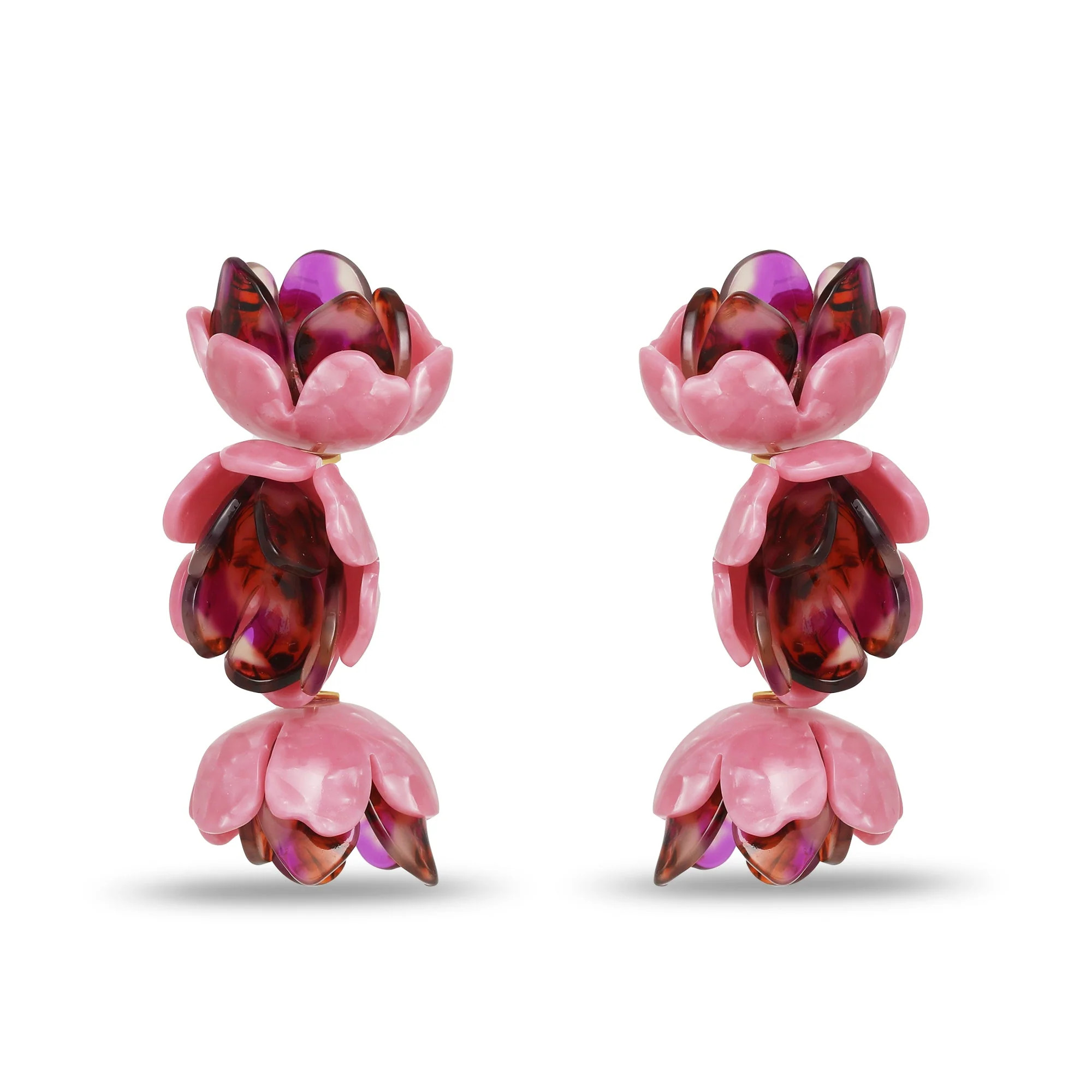 ROSE PETAL TRIPLE DROP CLIP-ON EARRINGS | LELE SADOUGHI