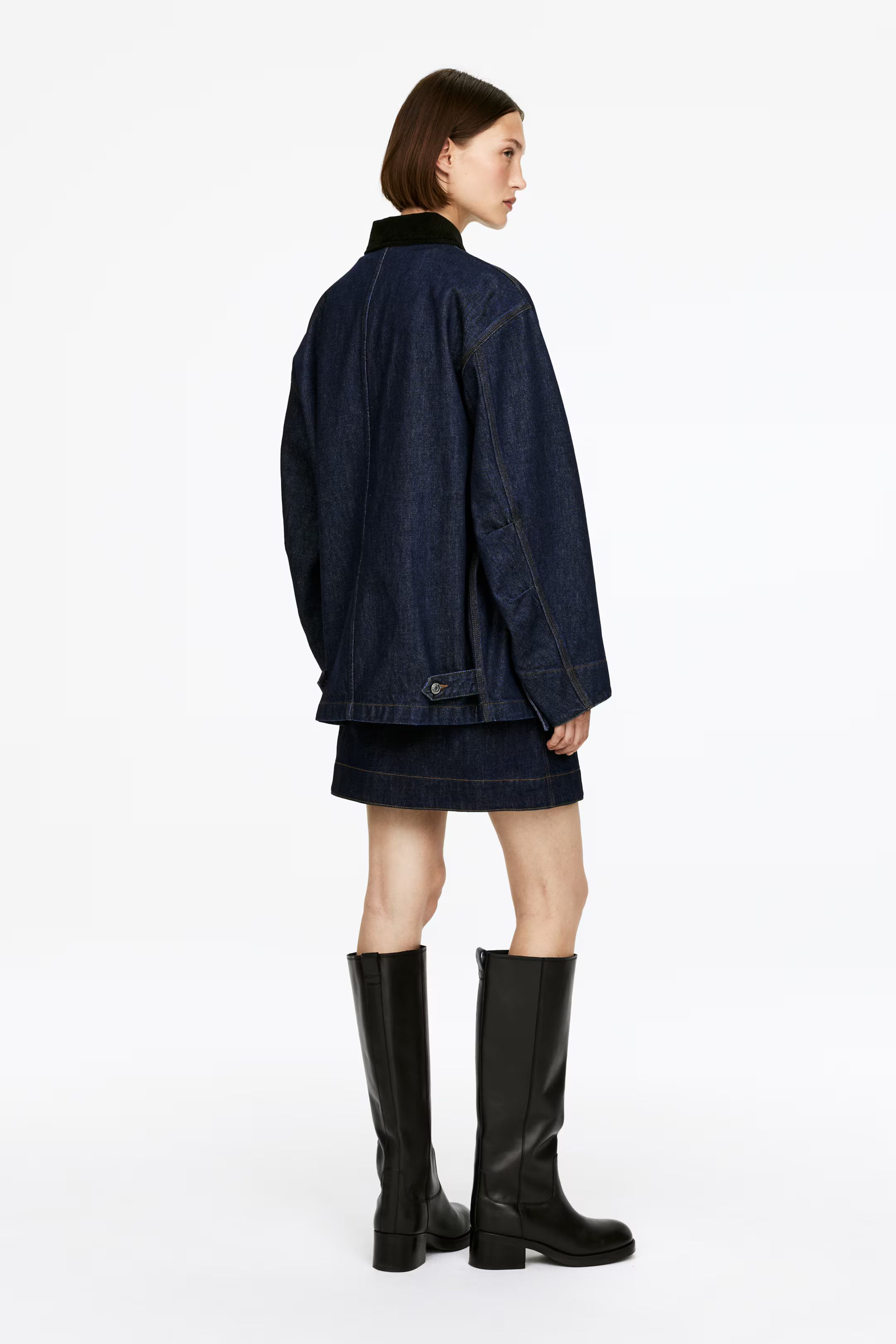 Oversized Denim Jacket - Dark Blue - Ladies | H&M GB | H&M (UK, MY, IN, SG, PH, TW, HK)