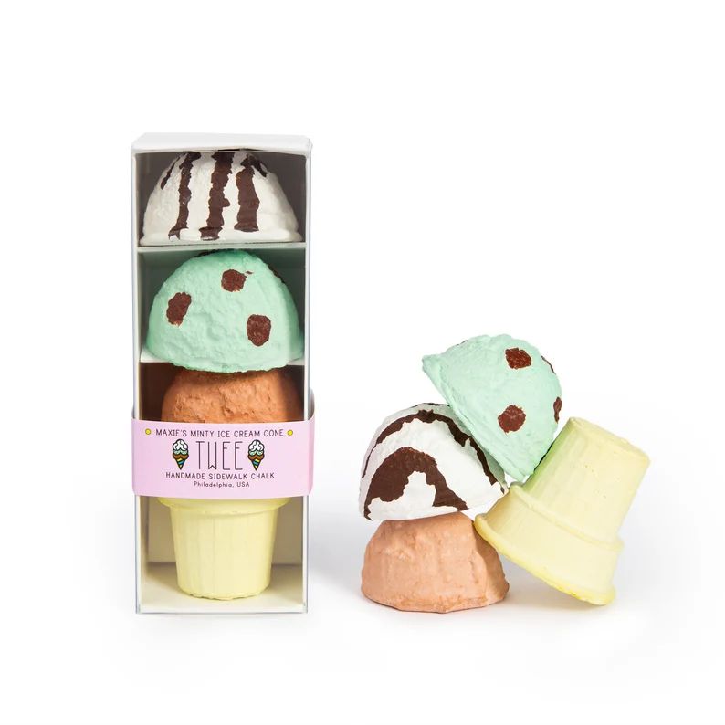 TWEE Maxie's Minty Ice Cream Cone Handmade Sidewalk Chalk - Etsy | Etsy (US)