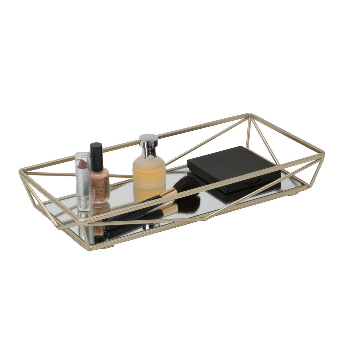 Geometric Mirrored Vanity Tray Gold - Home Details | Target