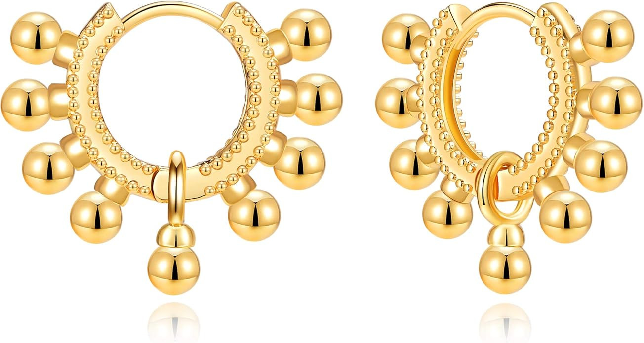 Lightning Bolt Star Moon Small Hoop Earrings 14K Gold Cubic Zirconia Huggie Earrings Boho Jewelry... | Amazon (US)