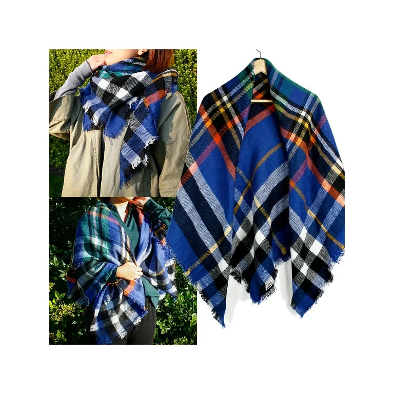 Women Plaid Lightweight Scarf Tartan Wrap Lattice Large Warm Cozy Blanket Soft Shawl Checked Wint... | Walmart (US)