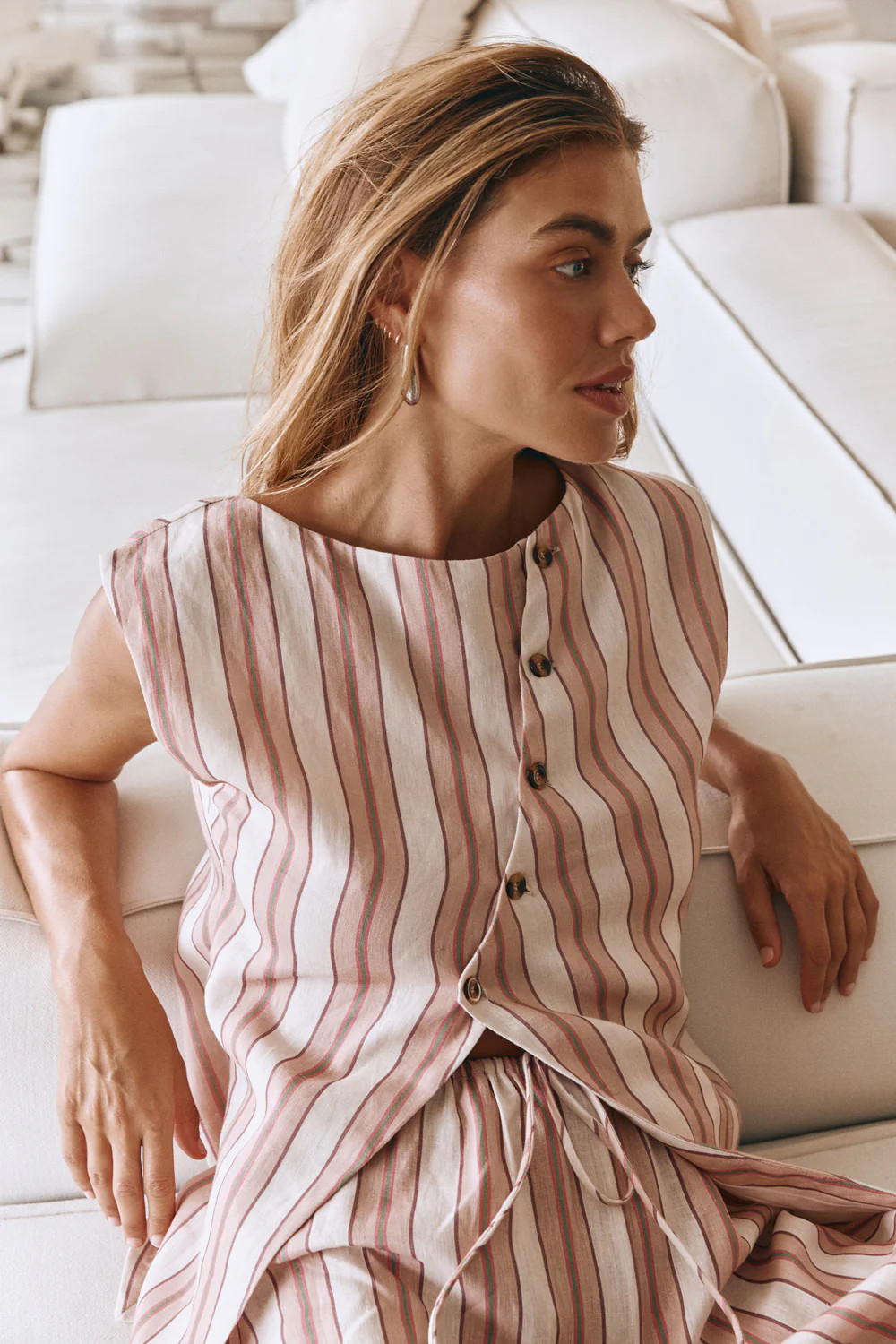 Aria Vest Pink Stripe | VRG Grl