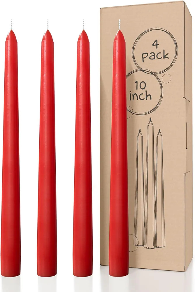 CANDWAX 10 inch Taper Candles Set of 4 - Dripless Taper Candles and Unscented Candlesticks - Perf... | Amazon (US)