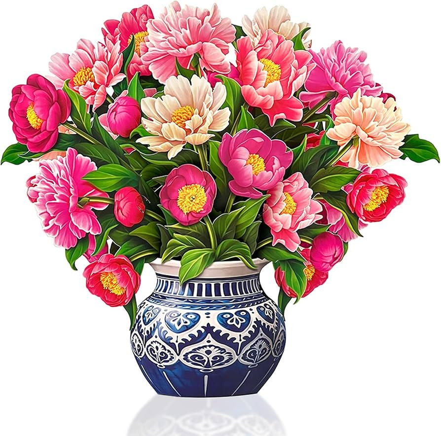 Freshcut Paper Pop Up Cards, 18 inch Grande Peony Paradise, Life Sized Forever Flower Bouquet 3D ... | Amazon (US)