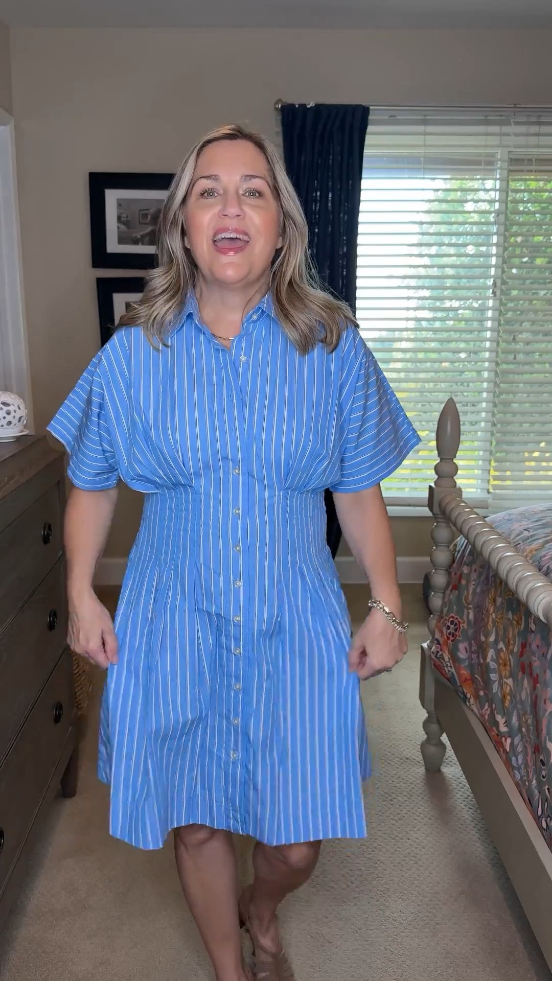 This dress is so darling. It is the $28 little sister of a high-end designer one. This one also comes in a green stripe, which is lovely. ￼

#LTKOver40 #LTKMothersDay #LTKSeasonal