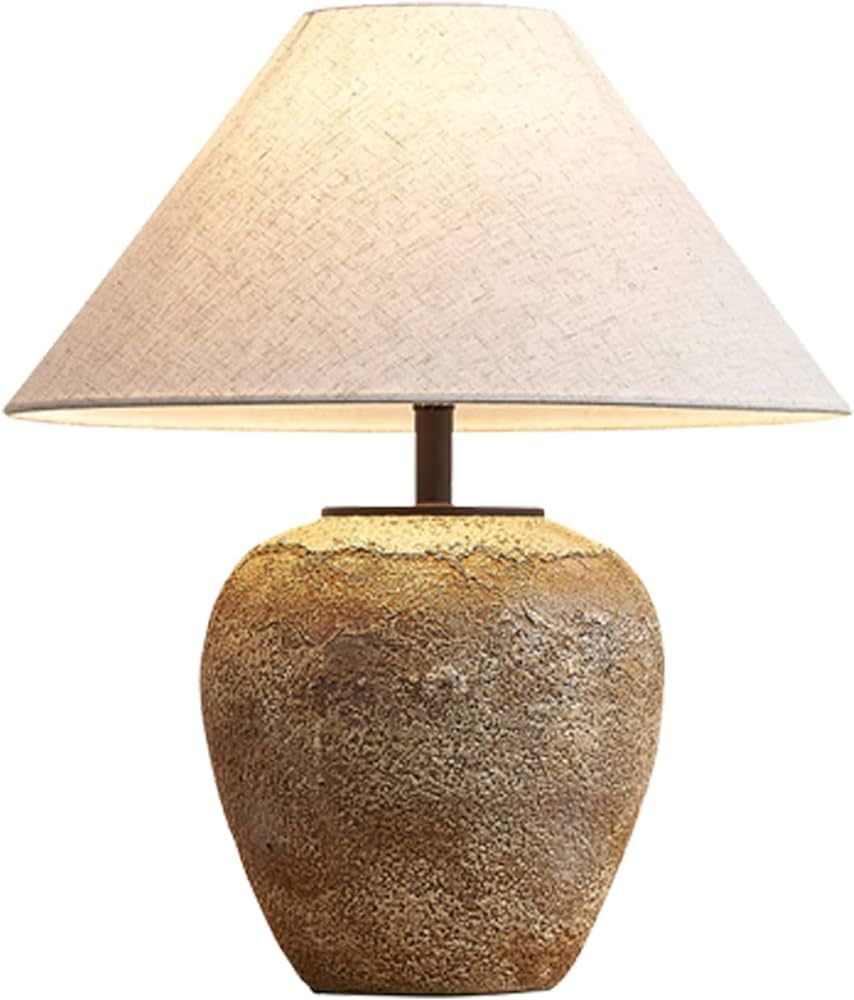 Farmhouse Ceramic Table Lamp with Brown Base for Living Room,Table Lamp 18.89’’ Bedside Night... | Amazon (US)