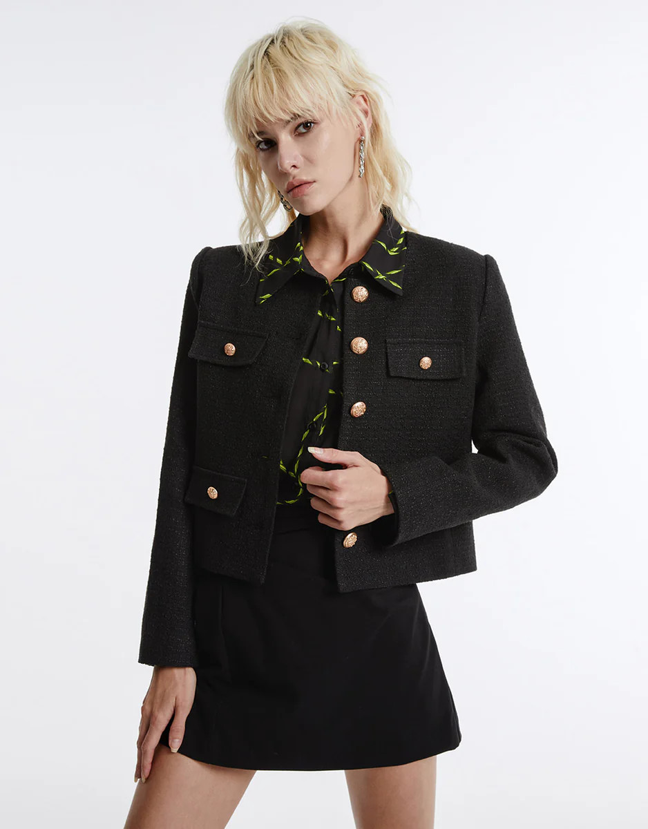 Tweed Button Up Jacket | Urban Revivo