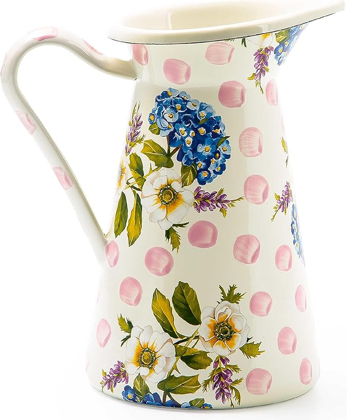 MACKENZIE-CHILDS Pink Wildflowers Practical Enamel Pitcher, Medium Decorative Pitcher for Drinks,... | Amazon (US)