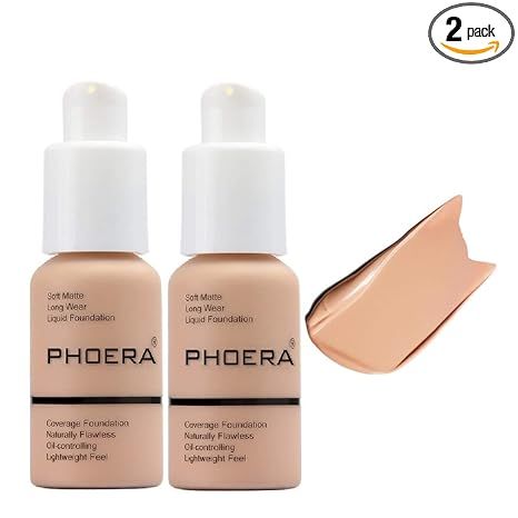 2Pack PHOERA Foundation ,Full Coverage Foundation, Concealer Foundation Full Coverage Flawless Ne... | Amazon (US)