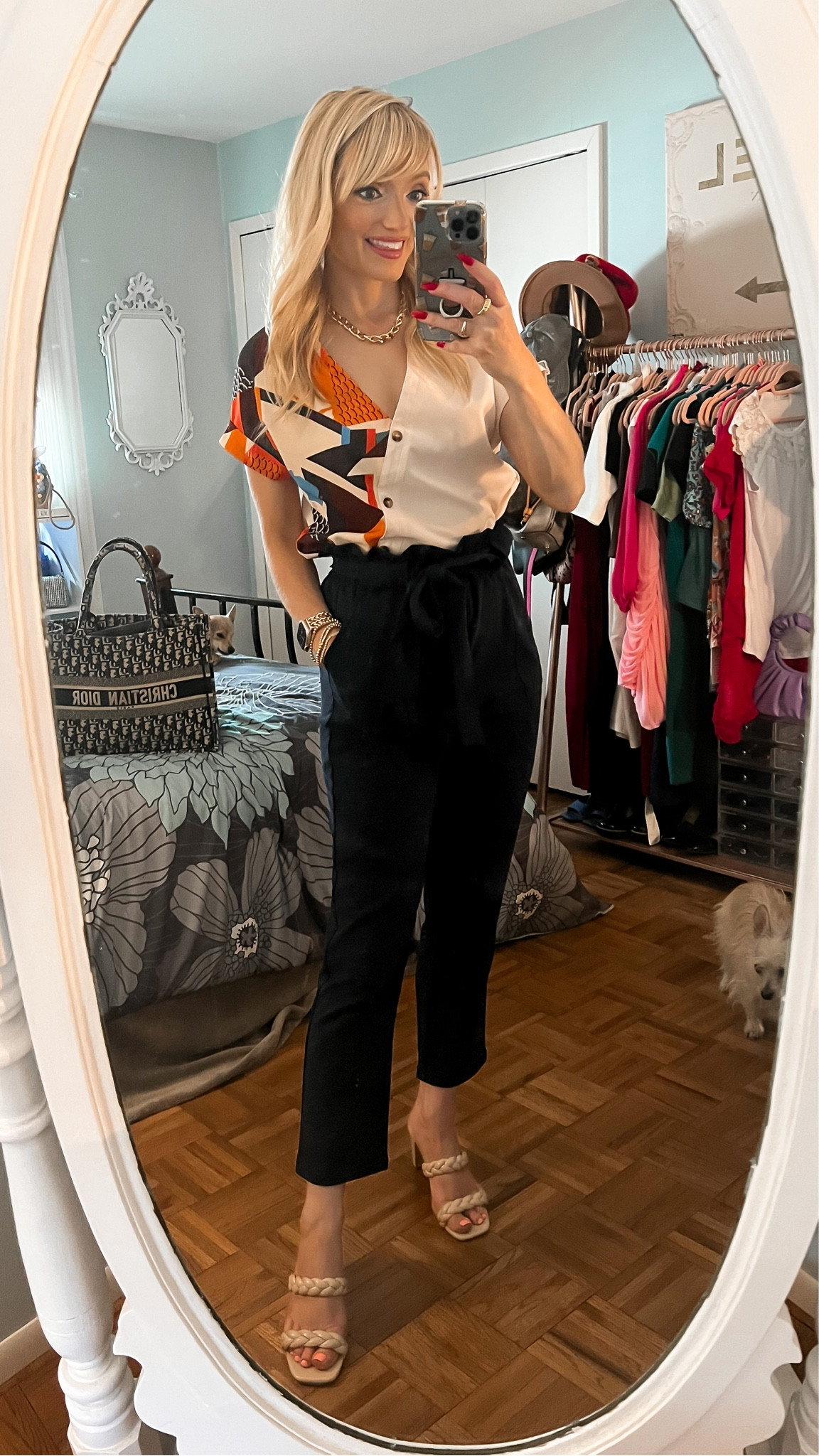 Geometric short sleeve blouse only $27.99 on Amazon - short sleeve work top - summer work top - summer work outfit - paperbag waist pants - business casual - teacher outfit - Amazon Fashion - Amazon finds 

#LTKworkwear #LTKunder50 #LTKSeasonal