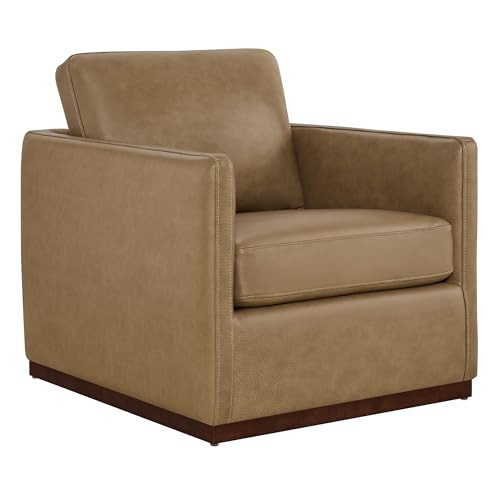 CHITA Genuine Leather Swivel Accent Chair, FSC Certified Mid Century Modern Arm Chair for Living Room and Bedroom, Fully Assembled, Mocha | Amazon (US)