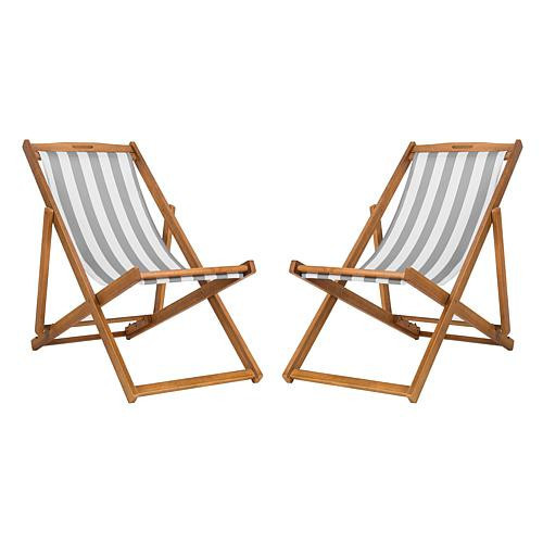 Safavieh Loren Set of 2 Foldable Sling Chairs - Gray/Grey | HSN