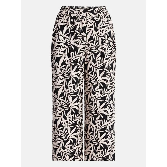 Time and Tru Women's Wide Leg Print Pants, Sizes XS-XXXL | Walmart (US)