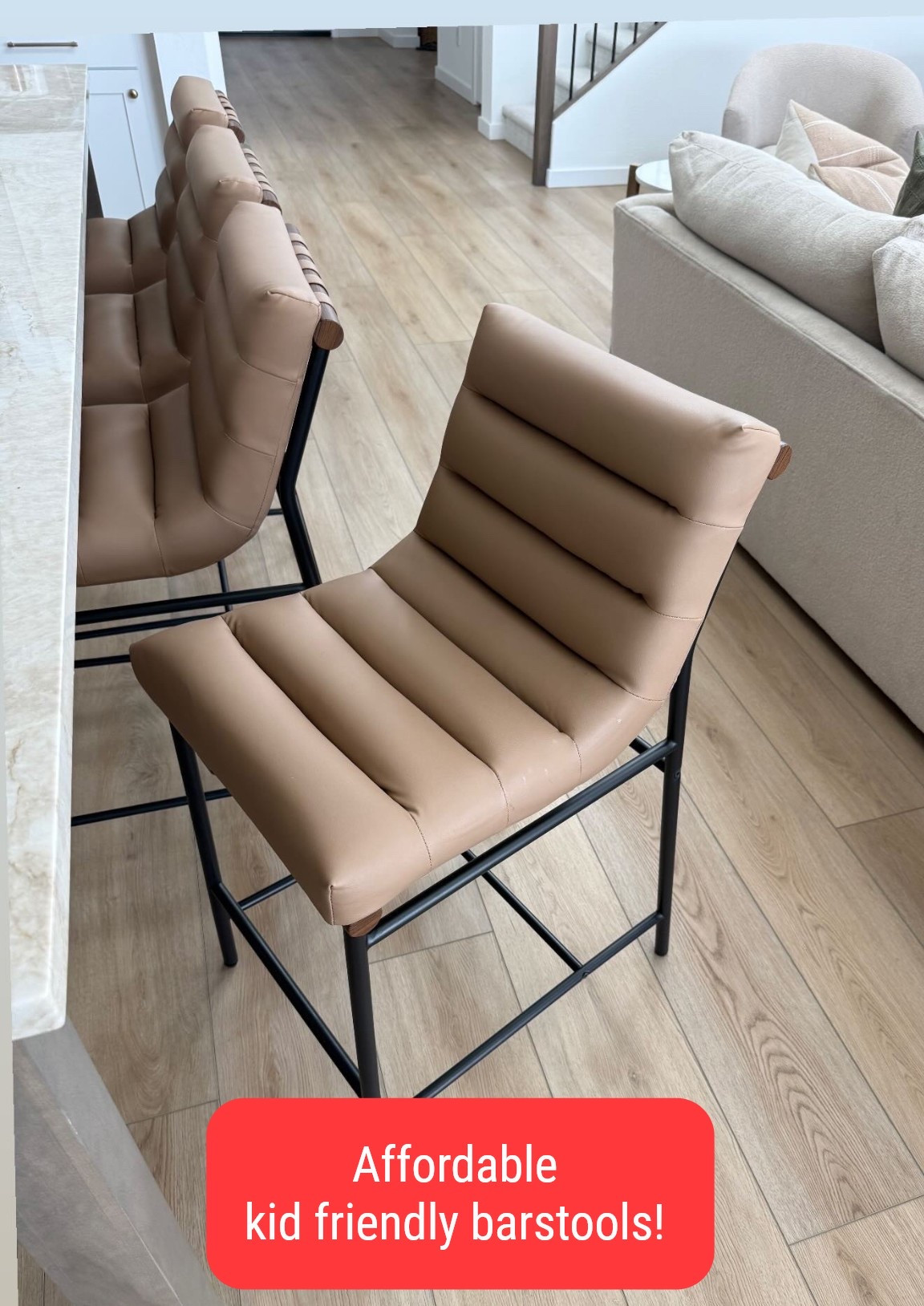 Affordable modern neutral kid friendly barstools! Comfortable and Super easy to wipe clean! 

#LTKmomlife #LTKdayinmylife #LTKHome