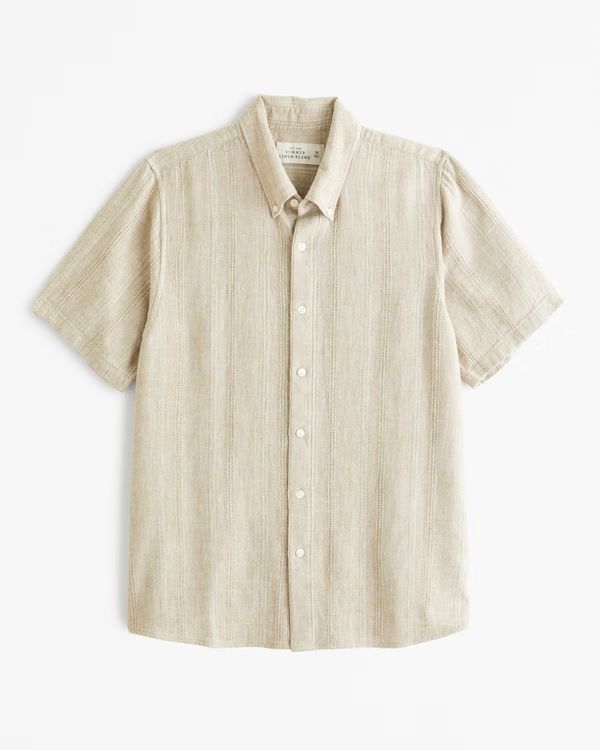 Men's Short-Sleeve Summer Linen-Blend Button-Up Shirt | Men's Tops | Abercrombie.com | Abercrombie & Fitch (US)