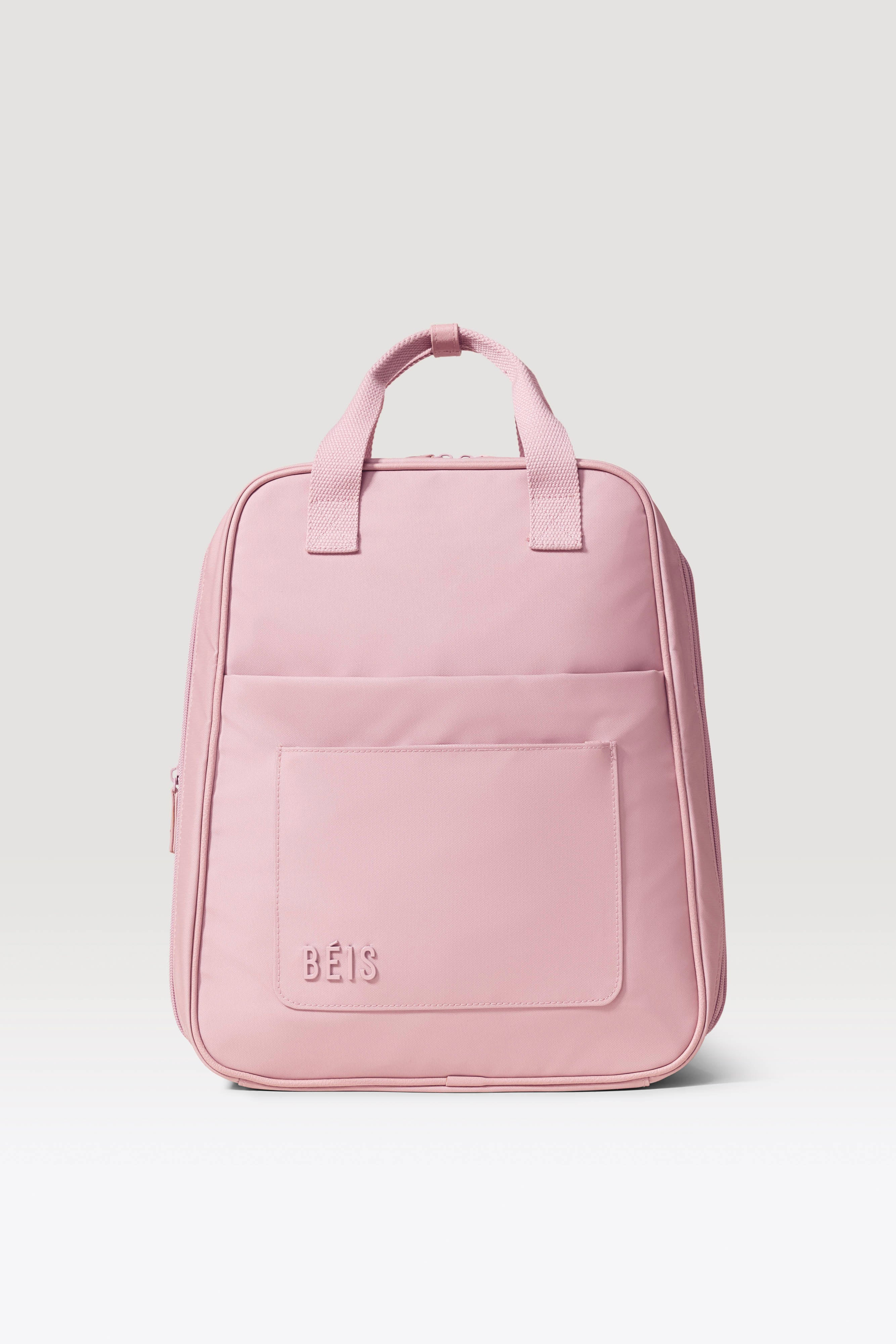 BÉIS 'The Expandable Backpack' in Atlas Pink - Expandable Travel Backpack In Atlas Pink | BEIS